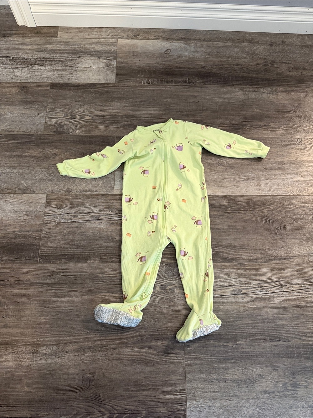 Pekkle Kids Tea Lime Green Footed One-Piece Pajamas